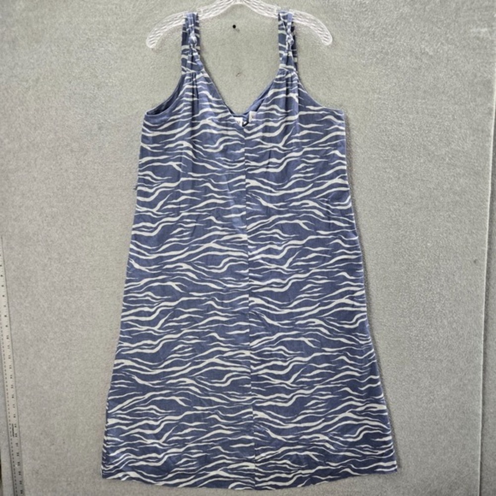 GAP Women Dress Large Blue Linen Blend Knotted Cami Midi Tank Sleeveless Lined
